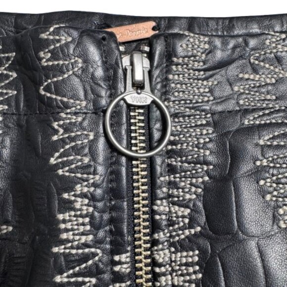 Free People Rock The Croc Lamb Leather Whimsigoth Y2K Mini Skirt (Size 10) - Picture 5 of 15